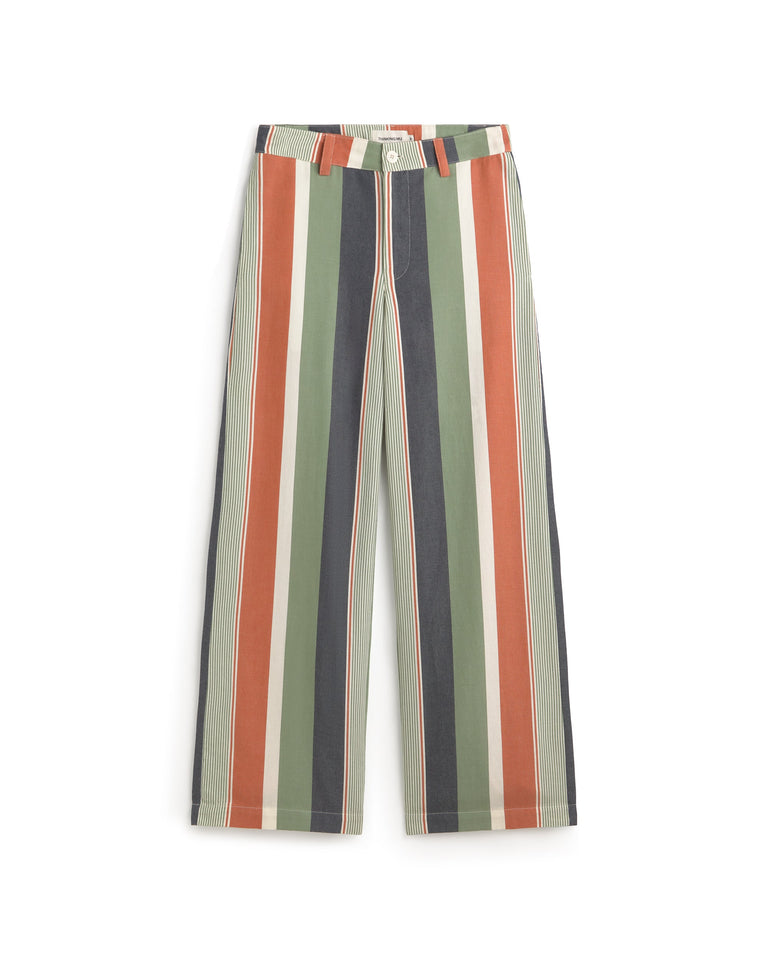 Pantalón recto estampado rayas multicolor Serena sostenible silueta - 1
