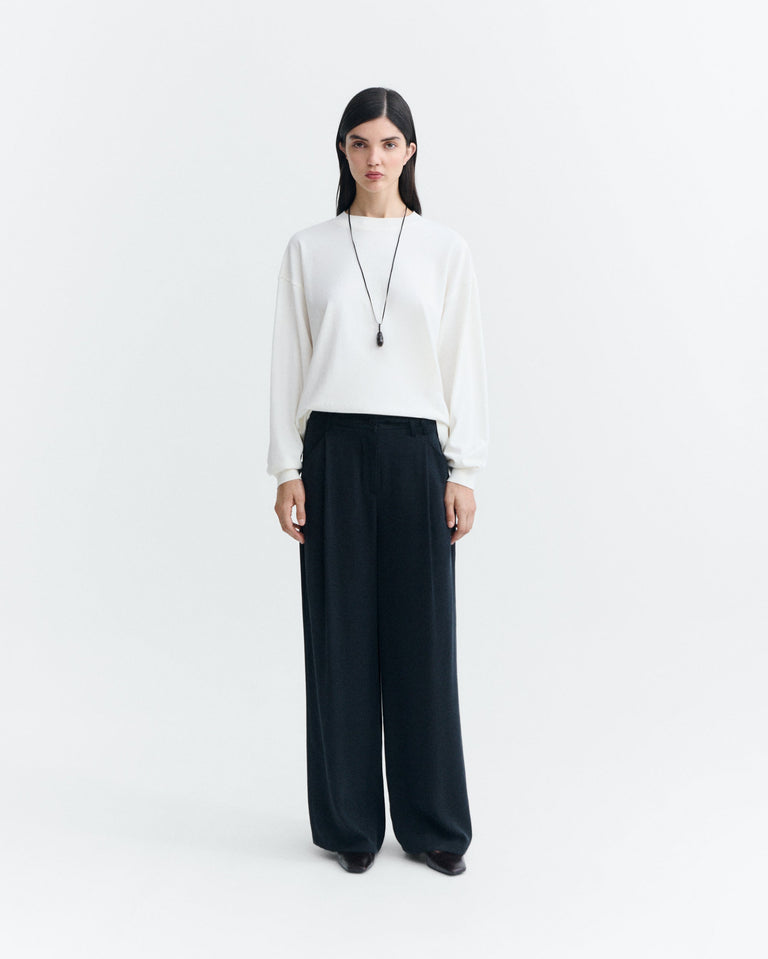 Pantalón wide leg pinza negro Molly sostenible - 1