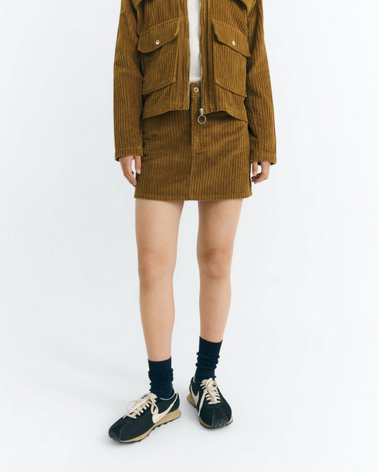 Falda mini pana marrón Kimmy sostenible - 1