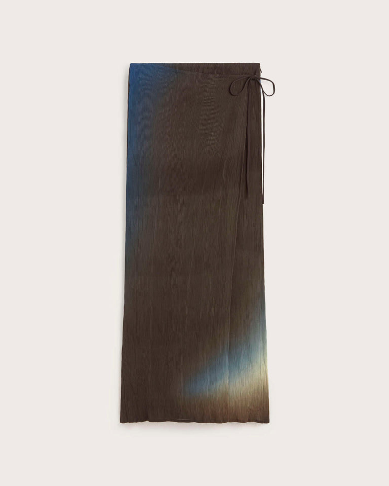 Falda larga plisada marrón glass Pauline sostenible silueta - 1