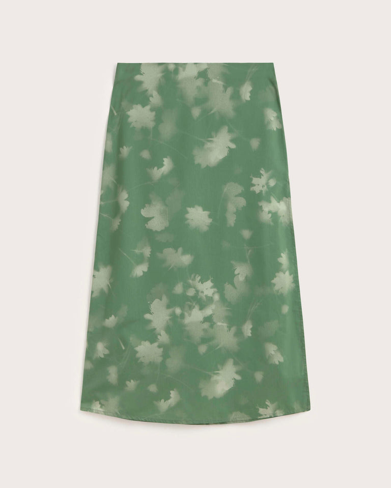 Falda midi verde tipia Kora sostenible silueta - 1