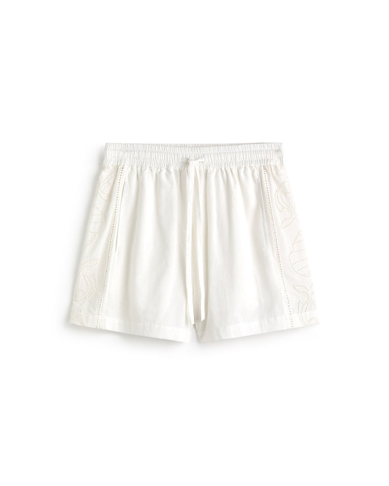 Shorts blanco bordado Geranio sostenible silueta - 1