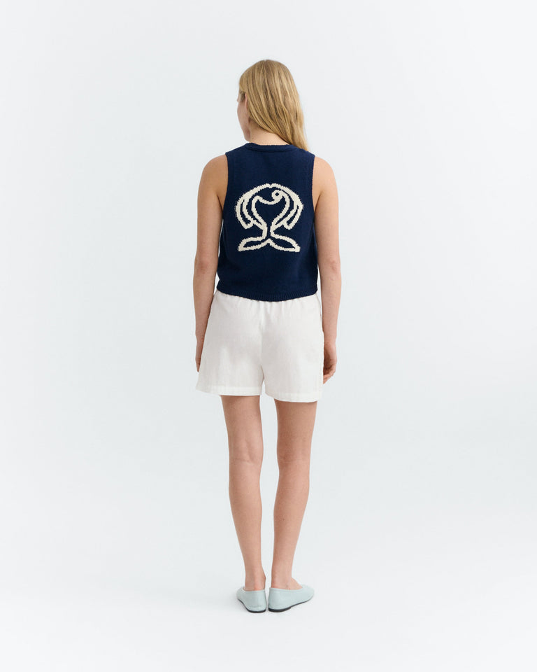 Shorts blanco bordado Geranio sostenible - 3