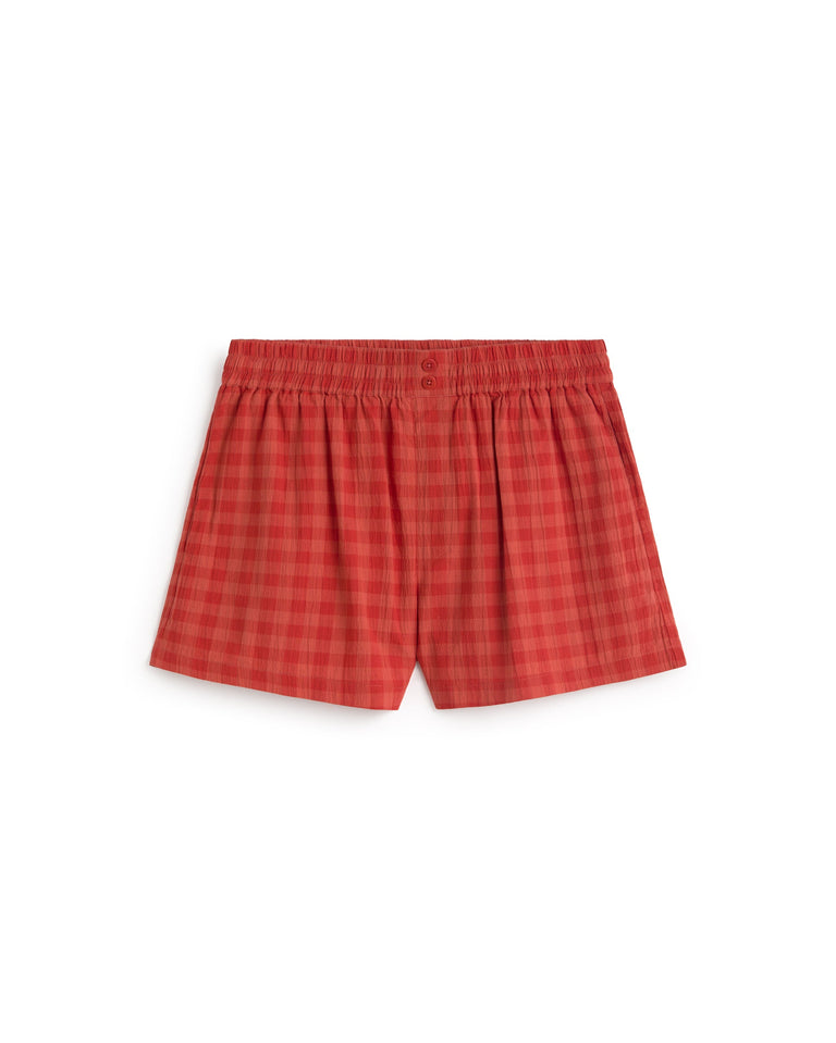 Shorts seersucker rojo Geraldine sostenible silueta - 1