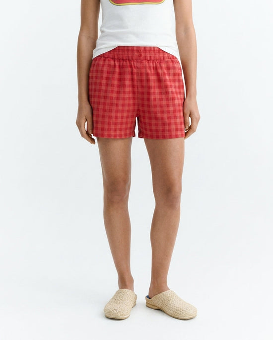 Geraldine red seersucker shorts