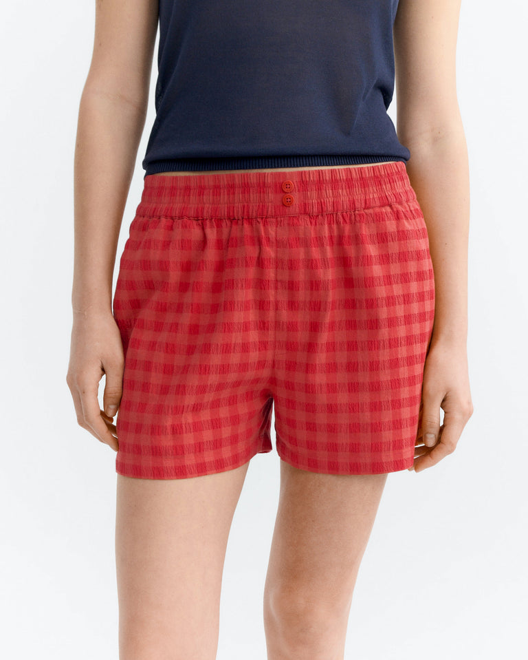 Shorts seersucker rojo Geraldine sostenible - 3