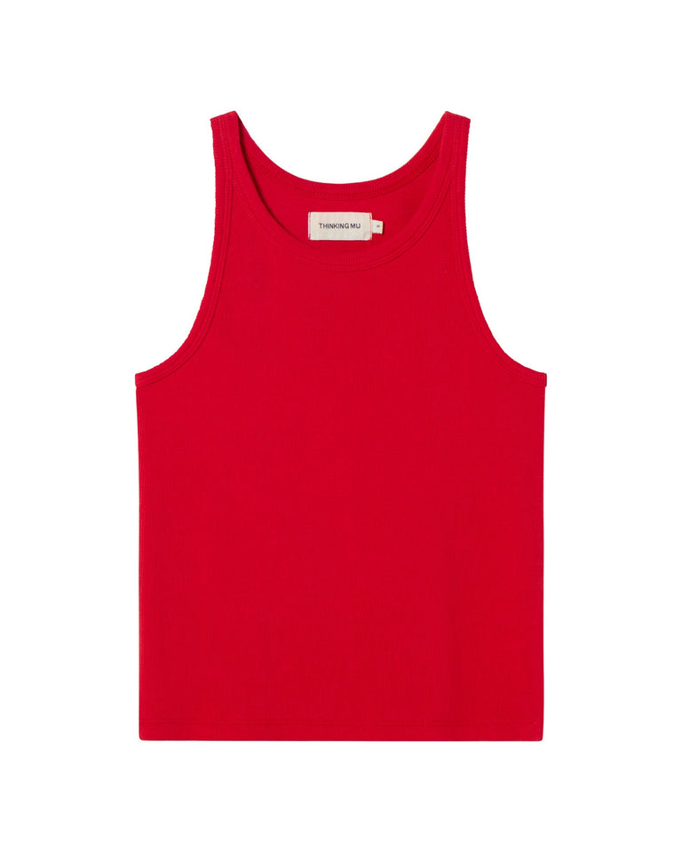 Top rojo Harriet sostenible - silueta 1