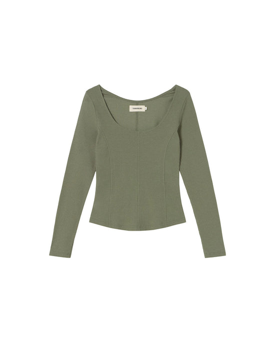 Top verde hemp Nadia sostenible silueta - 1