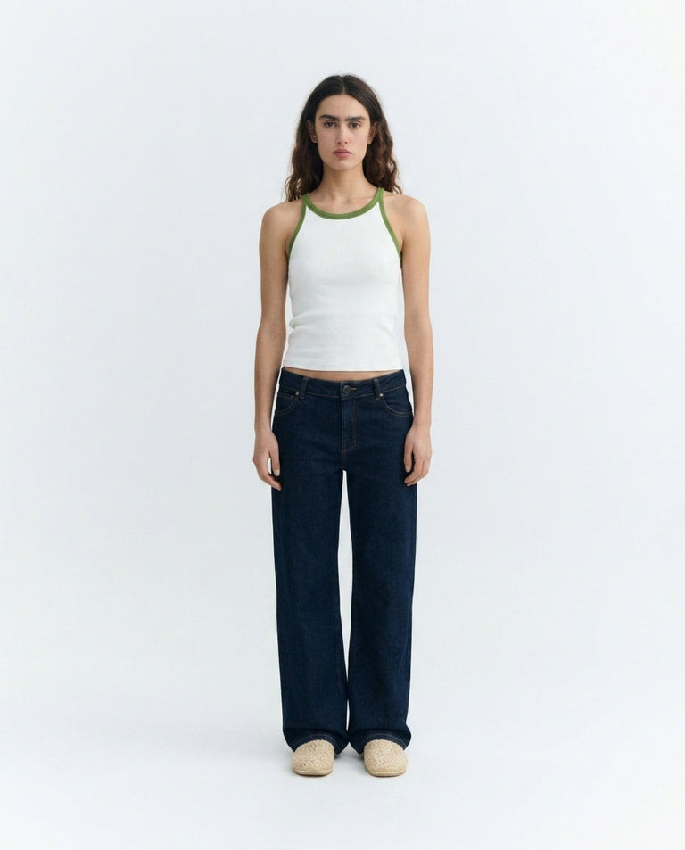 Top halter blanco contraste verde Harriet sostenible - 1.2