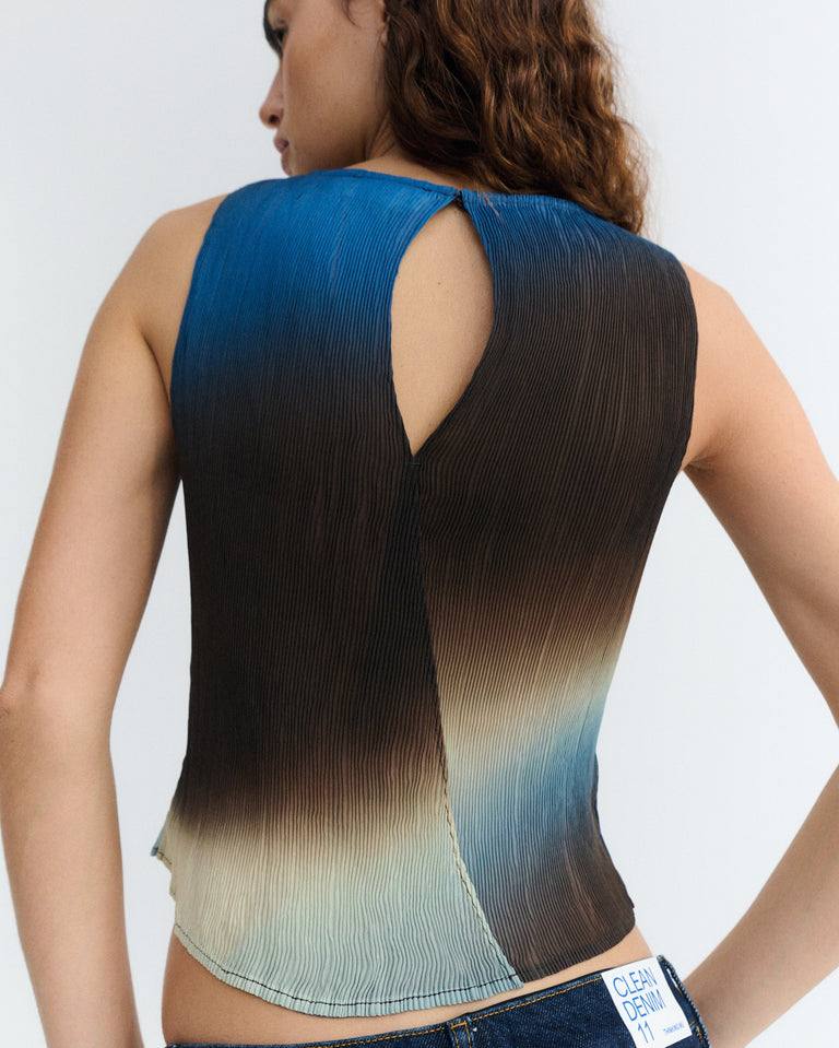 Top plisado marrón glass Dora sostenible - 3