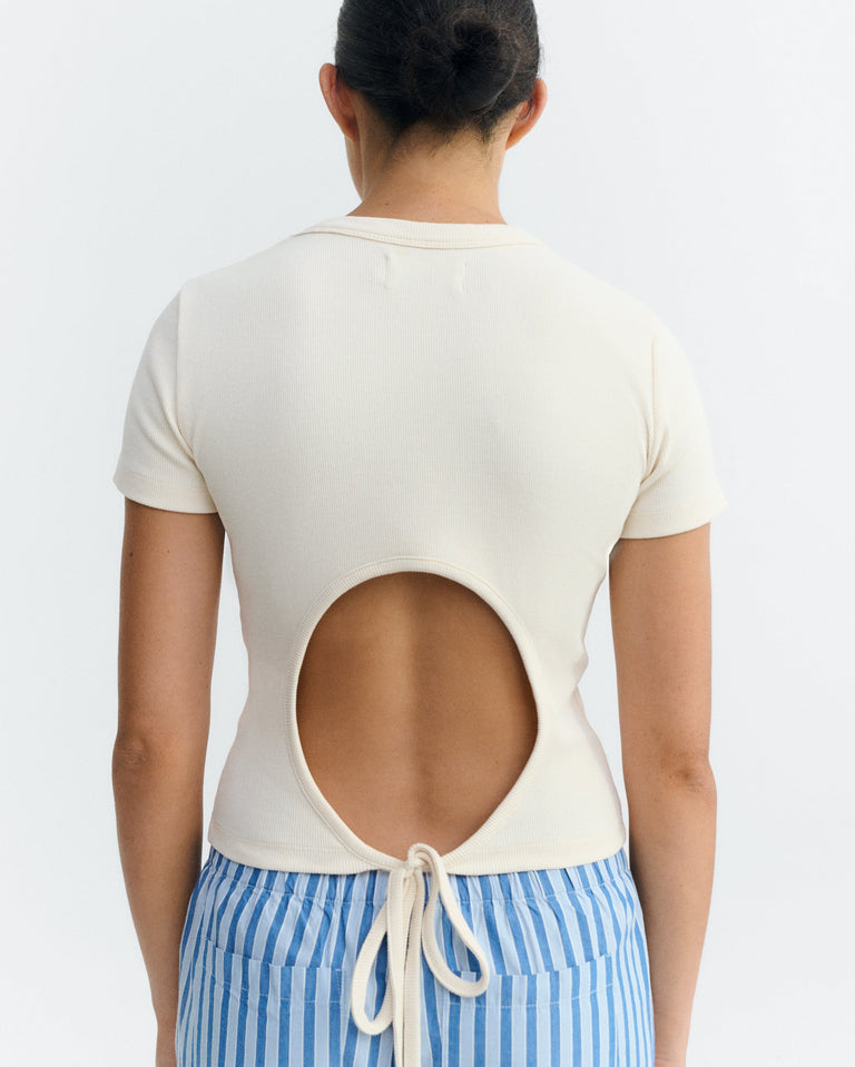 Top slim crudo lazo abertura espalda Rio sostenible - 4