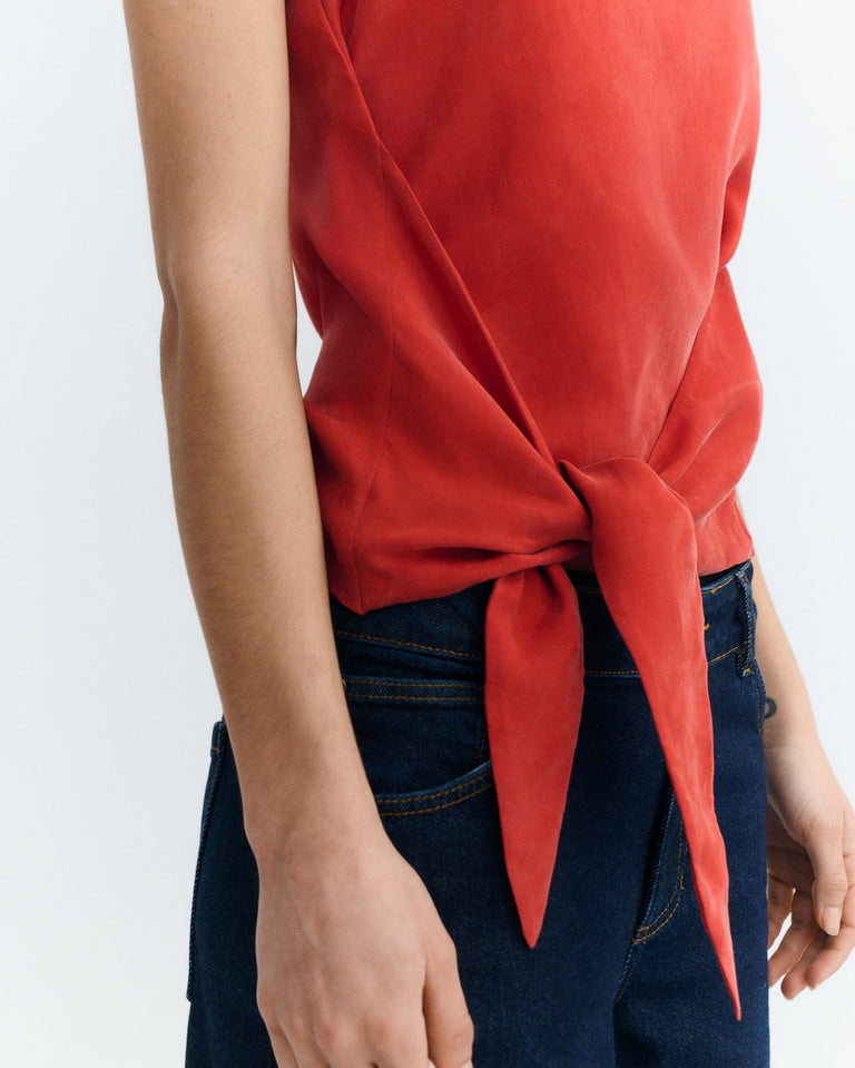 Top rojo lazo cupro Solea sostenible - 3
