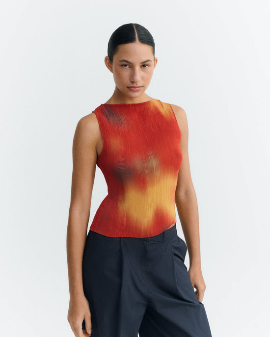 Top plisado rojo flowers Dora sostenible - 2