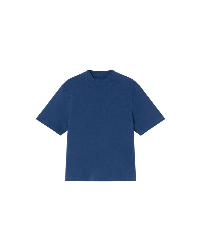 Camiseta gruesa azul oscuro hemp Aidin sostenible-silueta-1