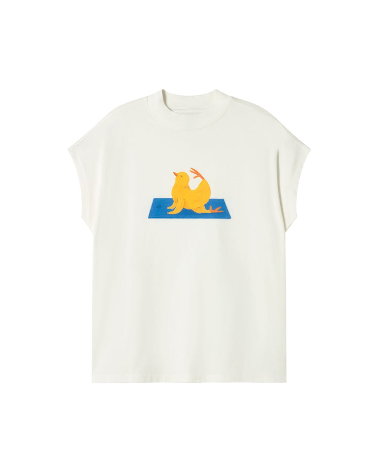 Camiseta blanca yogui animal Volta sostenible - silueta 1