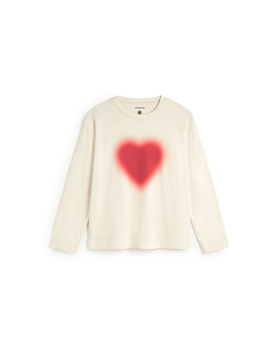 Camiseta manga larga blanca blurry heart Emily sostenible silueta - 1