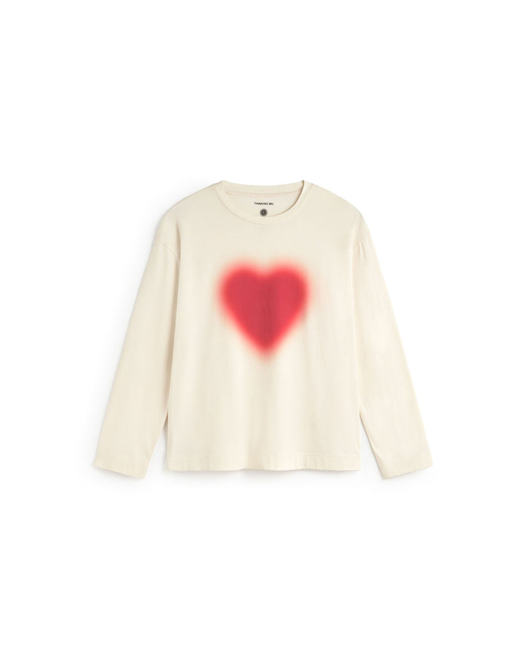 Camiseta manga larga blanca blurry heart Emily sostenible silueta - 1