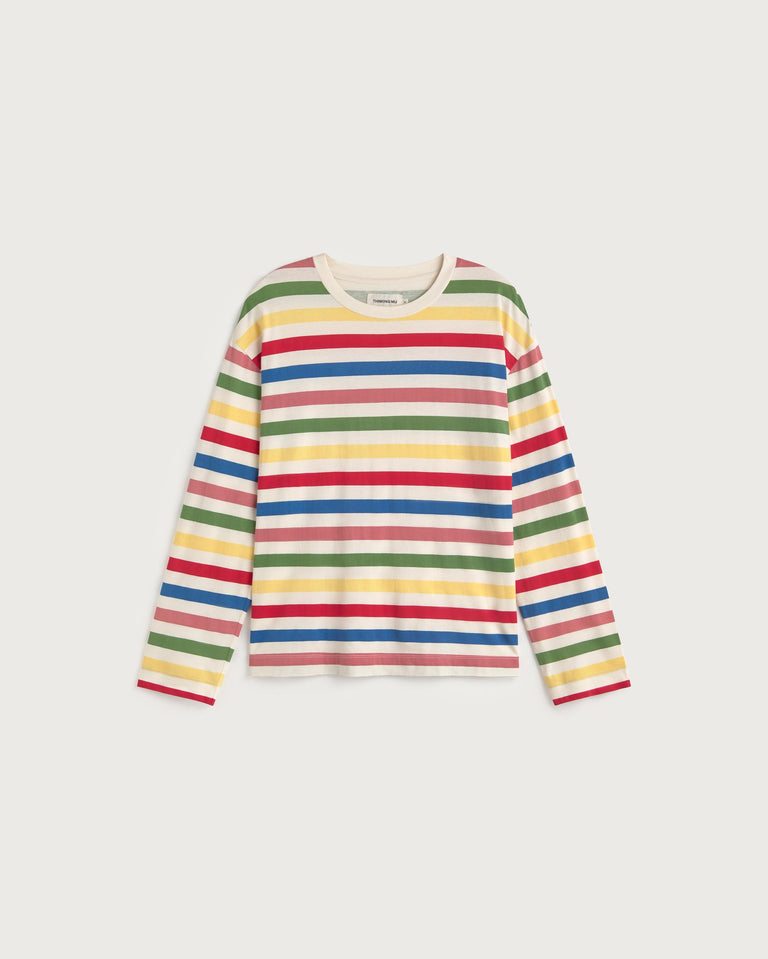 Camiseta manga larga rayas multicolor Emily sostenible silueta - 1