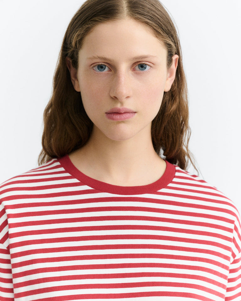 Camiseta manga larga rayas roja Emily sostenible - 4