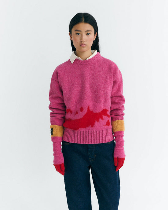 Guantes punto rosa mohair Maggie sostenible - 2