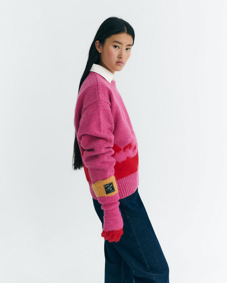 Guantes punto rosa mohair Maggie sostenible - 3