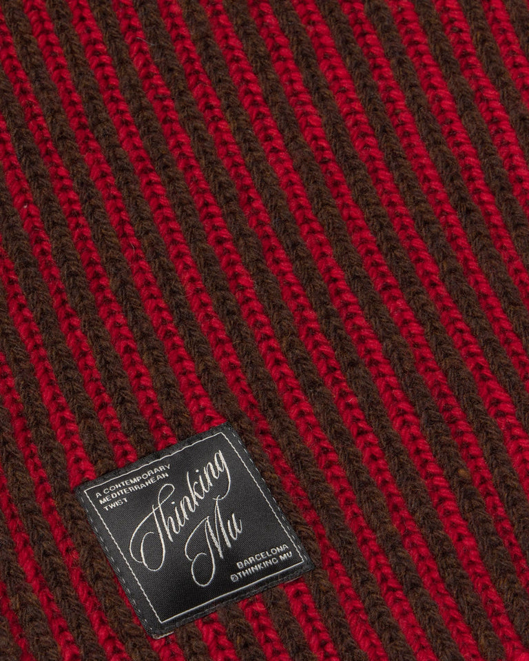 Bufanda lana roja Ghede sostenible silueta - 3